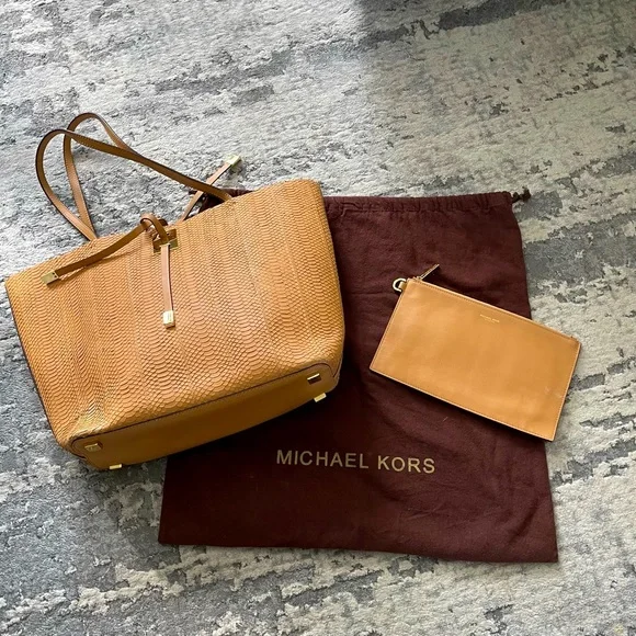 Michael Kors Collection Snake Skin Python Peanut Tote Bag - Picture 6 of 16